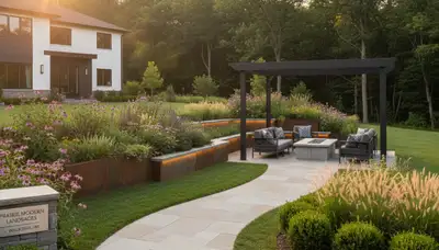 Landscaping team servicing Milwaukee, WI lawns with professional yard maintenance tools