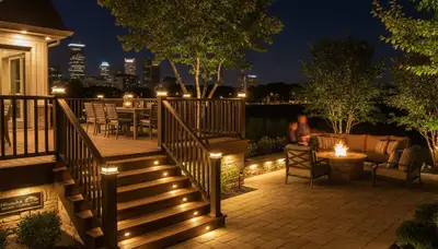 Professional deck and patio lighting installation in Milwaukee, WI enhancing outdoor living space