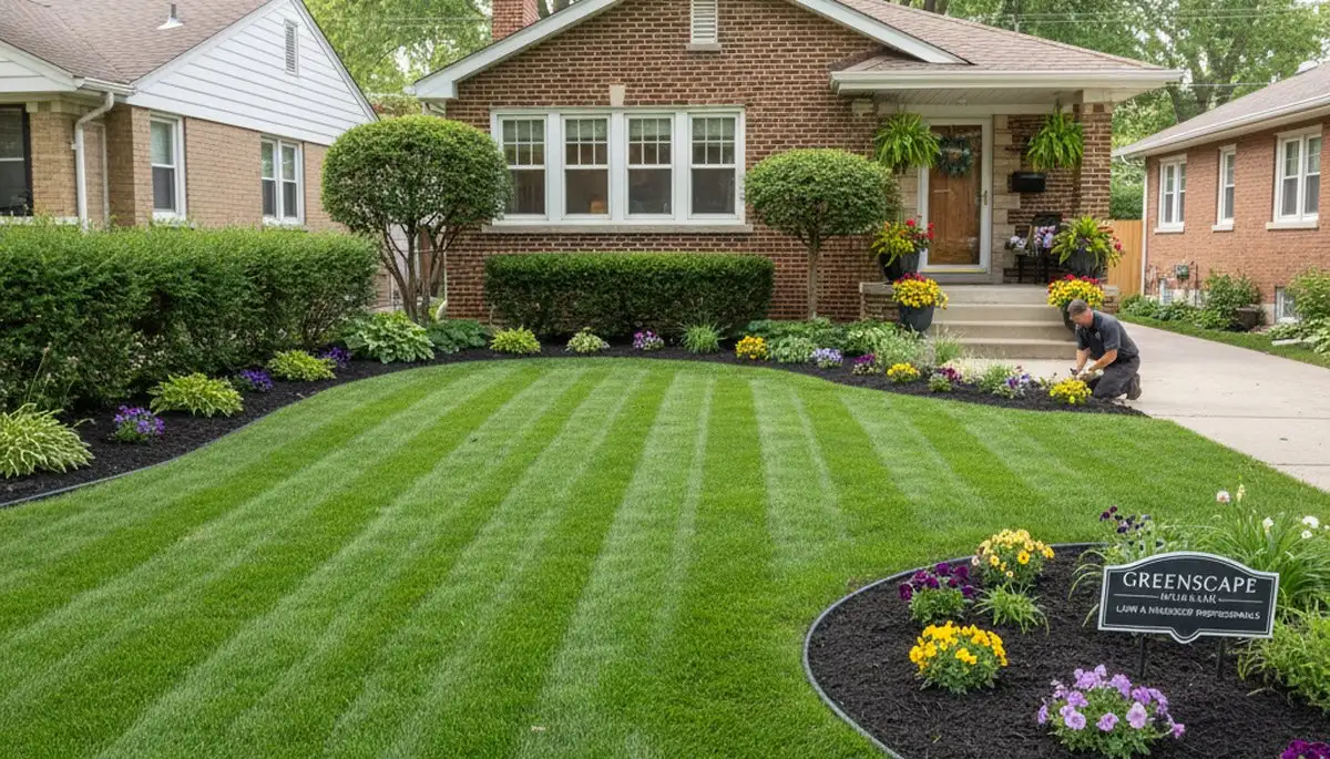 Pristine residential lawn after professional maintenance by Chop Chop Landscaping in Milwaukee, WI