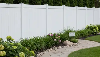 White privacy fence installation by Chop Chop Landscaping in Milwaukee, WI showcasing quality craftsmanship